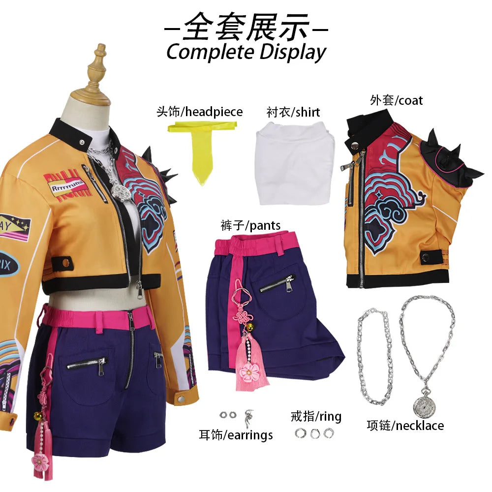 Halloween Fancy Dress Adult Kids Street Hip Hop Role Play Outfit 3 Styles Printed Crop Top Skirt Shorts Idol Stage Costume