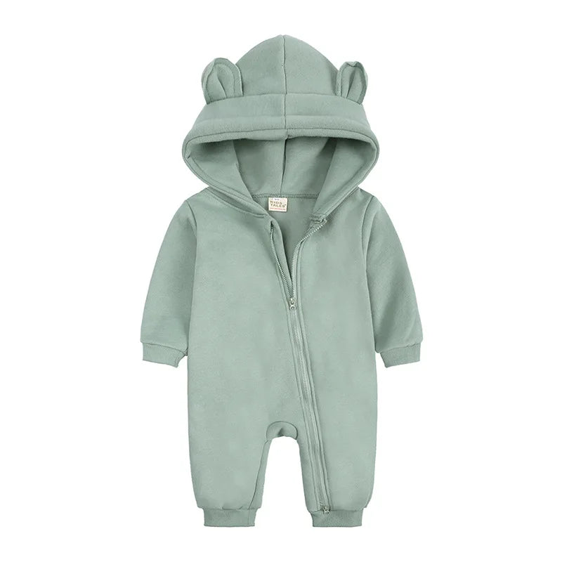 Baby Jumpsuits Rompers Winter Hooded Outfit Hoodies One-pieces Growings Zipper Jumpers Boys Girls Newborn 59-90cm Ropa De Bebe