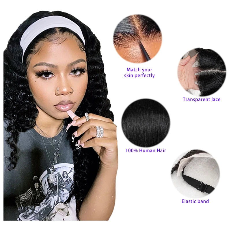 10 Inches 13x4 Inch Lace Front Plait Wig Black Gele Frontal Wig 100% Human Hair with Baby Hair Wig for Women