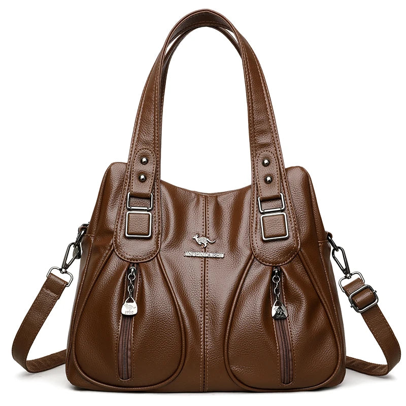 Genuine Brand Top Quality Soft Leather Casual Tote Bags for Women Handbag Luxury Female Shoulder Crossbody Sac Winter Style Bag