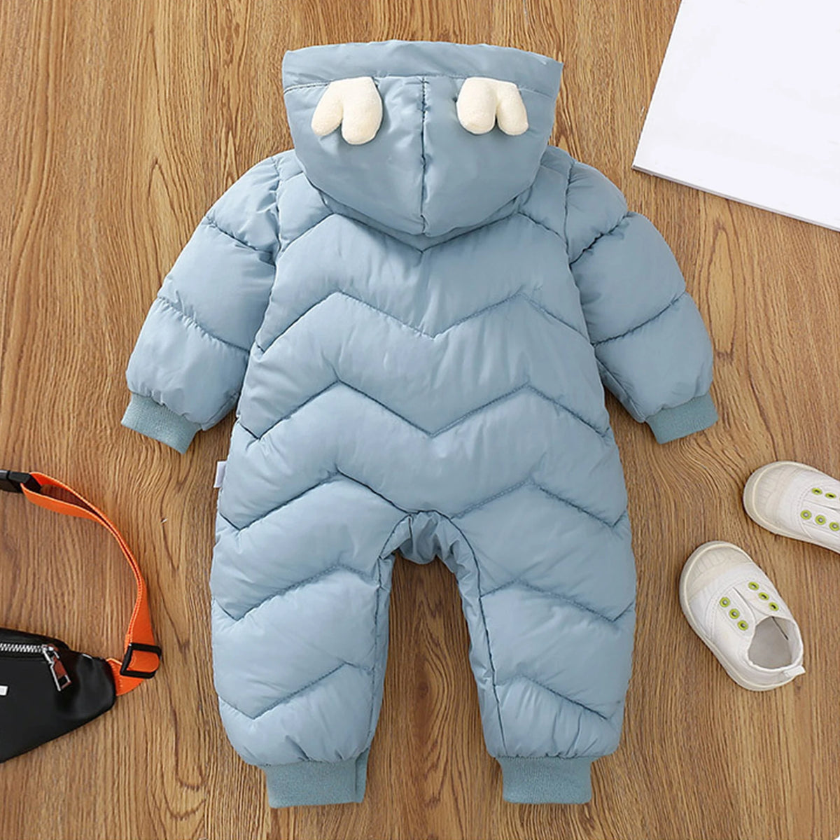 Toddler Kids Winter Rompers,Girls Down Cotton Jacket,Fleece Hood Jumpsuits,Winter Children's Overalls,Boys Snowsuits with Pocket