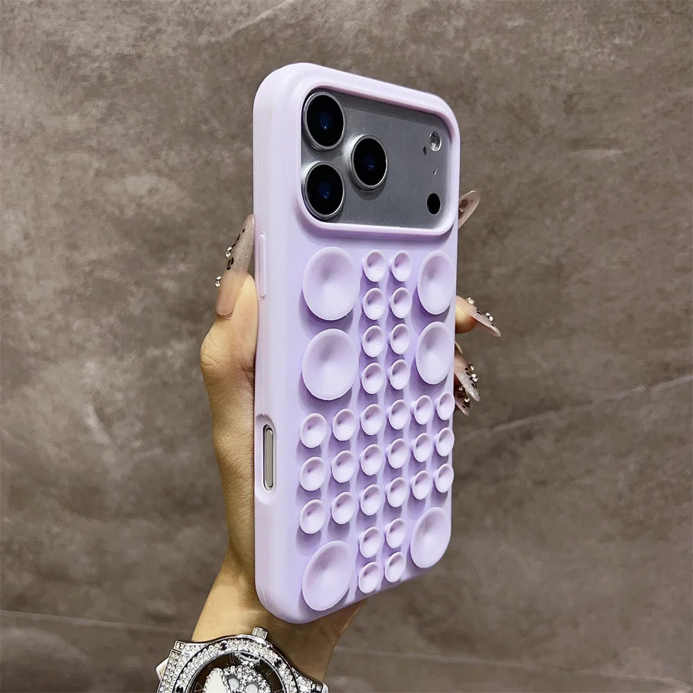 Circular Suction Cup Silicone Phone Case for iPhone 17 16 Pro 15 14 13 Max Adsorption Strong Multi Function Shockproof Cover