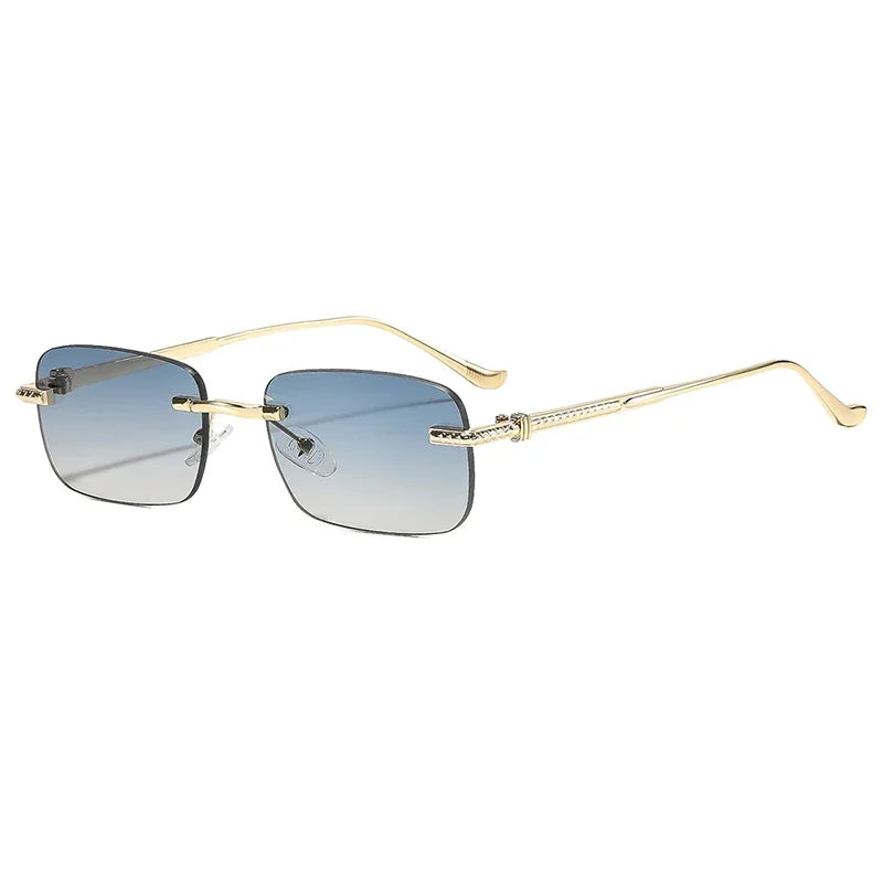 Rimless Sunglasses Rectangle Fashion Popular Women Men Shades Small Square Sun Glasses For Female male Summer Traveling Oculos