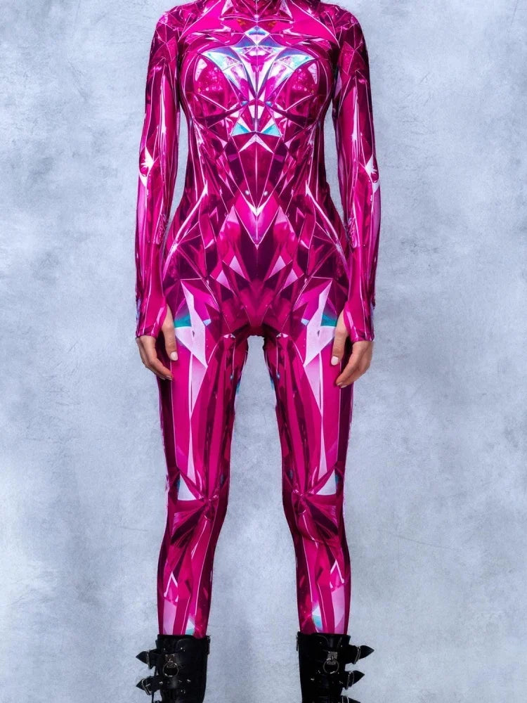 Halloween New Fashion Pink Adult Female Girlfriends Costume Cosplay Tights Cyberpunk Steam Tights Stage Role-playing Costumes