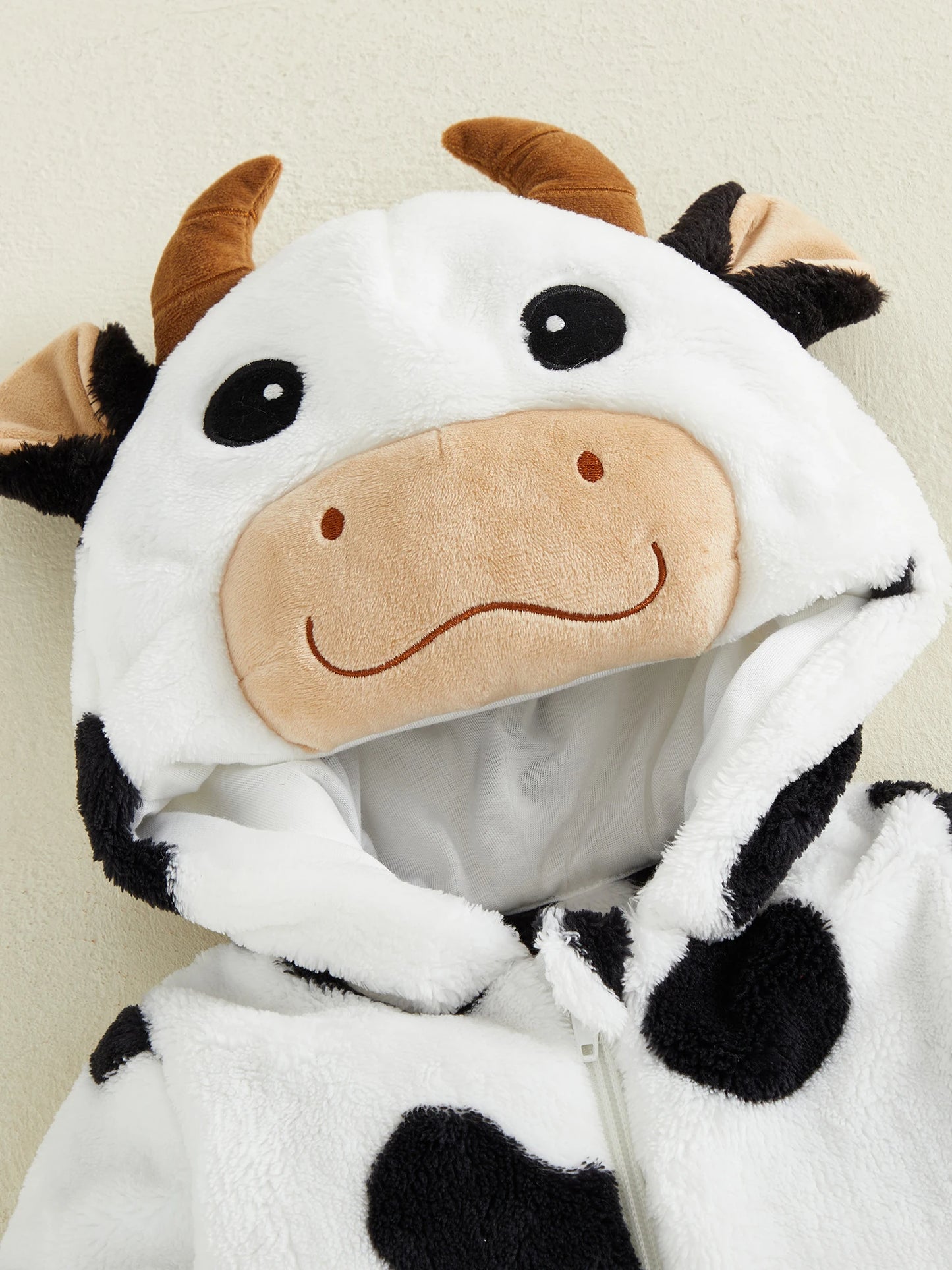 Halloween Costumes Baby Romper, Long Sleeve Hooded Fall Bodysuit Cow Cosplay Costume Halloween Clothes for Girls Boys
