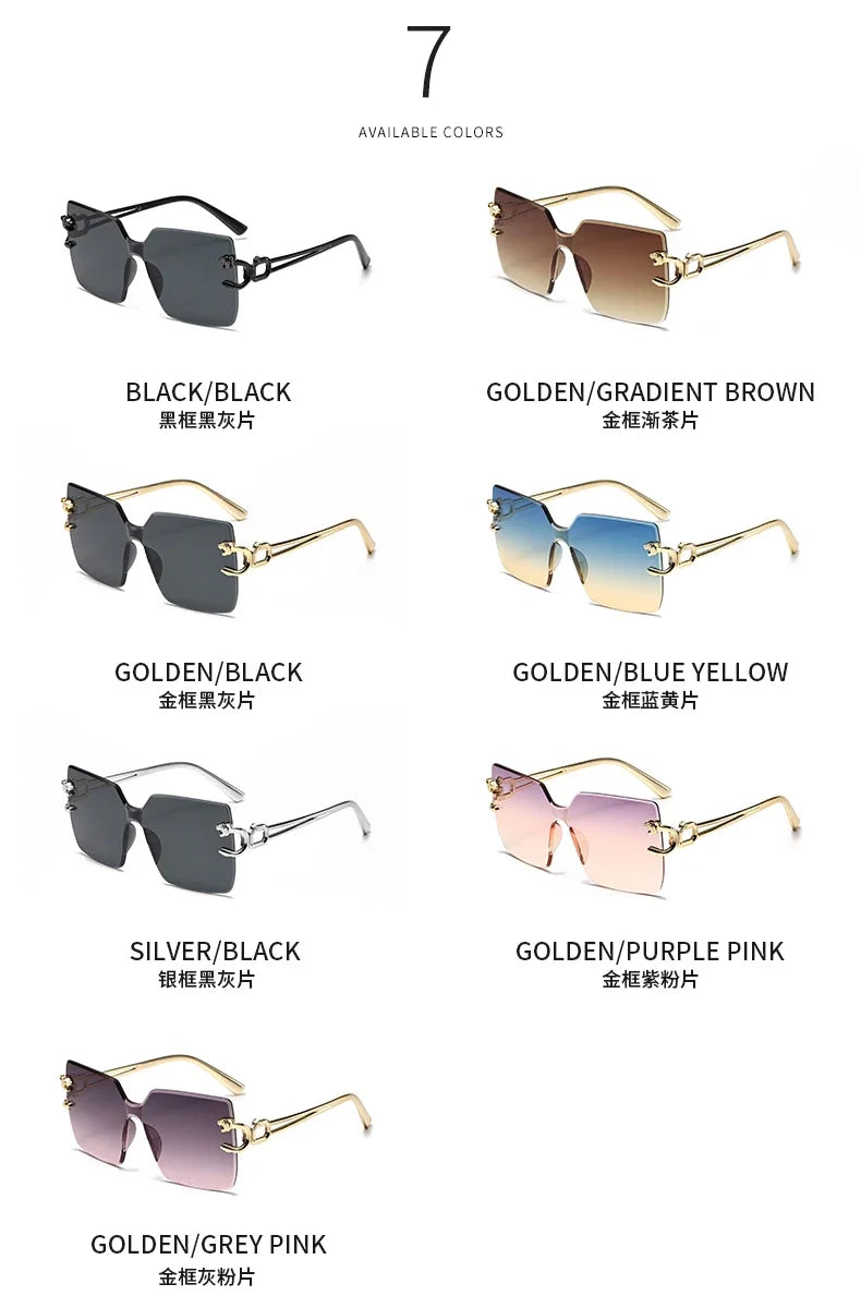 Retro Square Sunglasses Women Men Rimless Trend Luxury Shades Travel Glasses Lady Man UV400