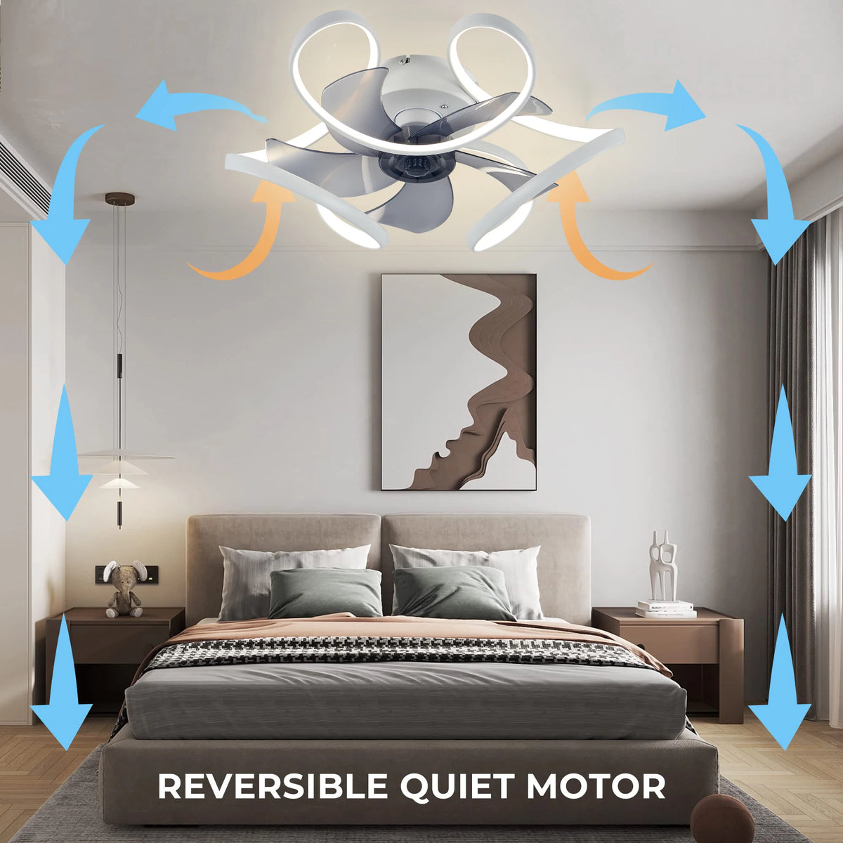 Modern Ceiling Fan Home Decorative Pendant Fan With Lamp Reversible Motor Suitable Kitchen Living Room Creative Chandelier Fan