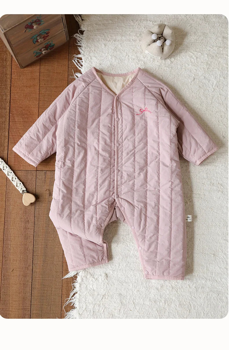 New Embroidered Baby Romper Autumn Winter Thicken Cotton One-piece Bodysuits for Boys Girls Outdoor Cotton Jacket Jumpsuit