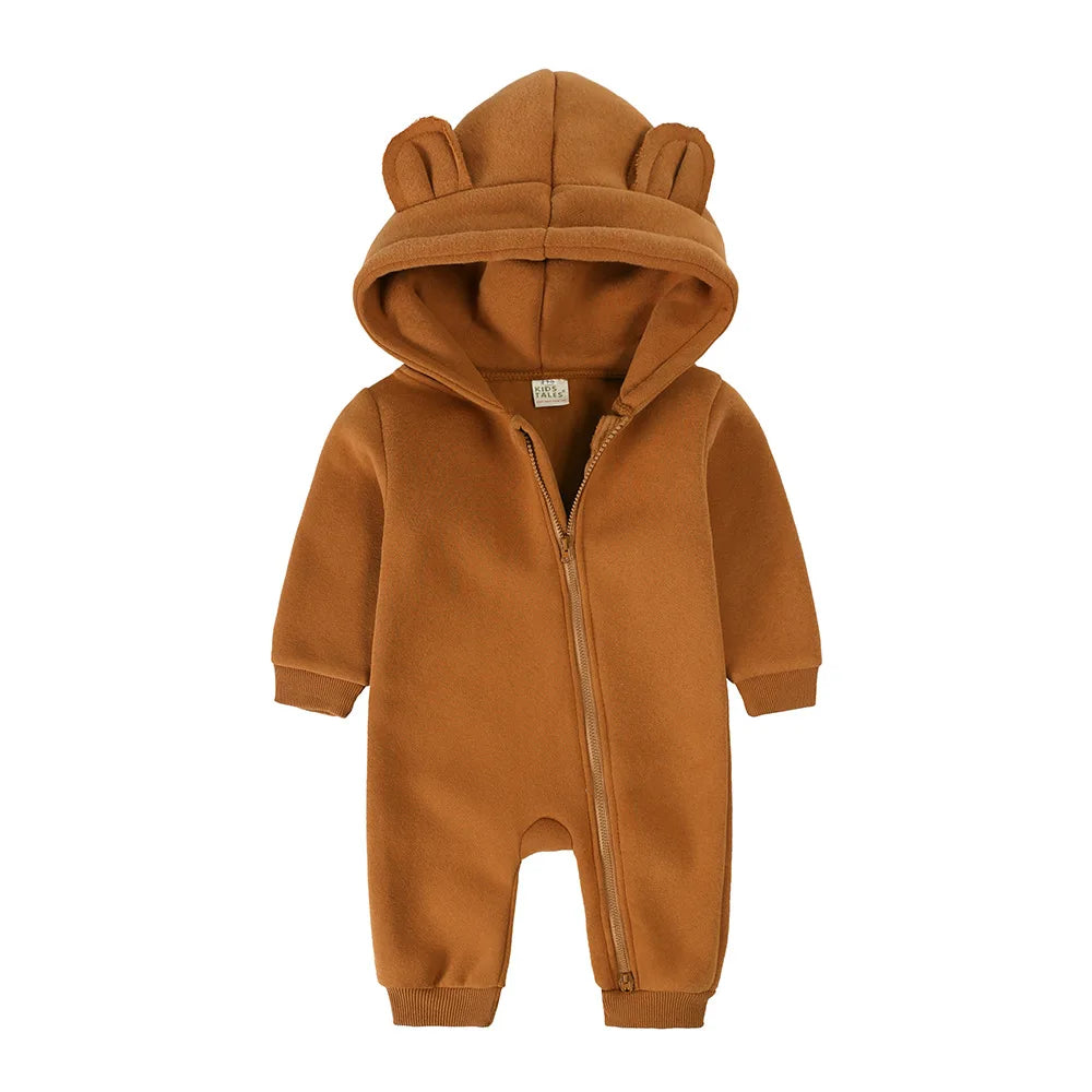 Baby Jumpsuits Rompers Winter Hooded Outfit Hoodies One-pieces Growings Zipper Jumpers Boys Girls Newborn 59-90cm Ropa De Bebe