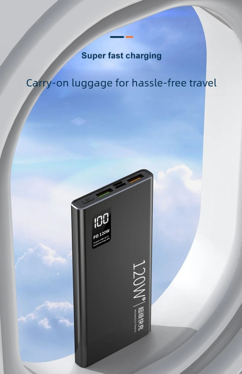 30000mAh PD18W 120W Power Bank Super Fast Charging Large Capacity Portable Battery Charger Digital Display For iPhone Xiaomi