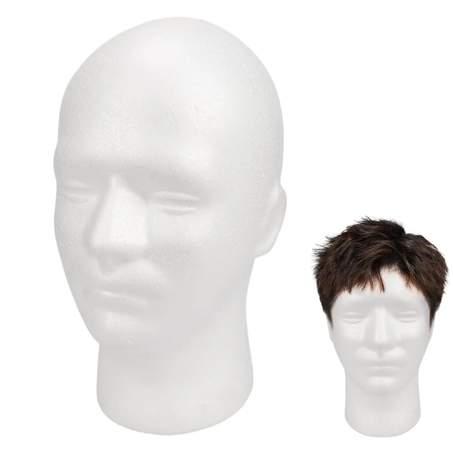 Male Mannequin Head Round Base Lightweight Foam Wigs Head Model and Display Hair, Hats and Hairpieces for Glasses Headset Wigs