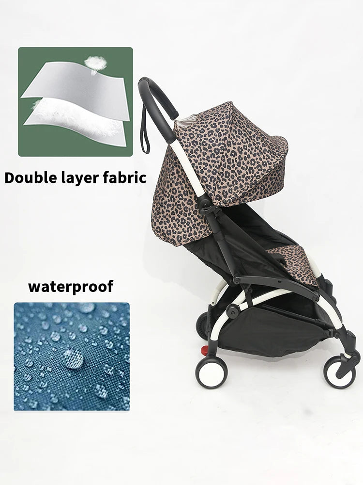 6+ Canopy&Mattress Fit for YOYO3 YOYO2 YOYA Waterproof Thicken Fabric Leopard Print Sunshade Cushion Baby Stroller Accessories