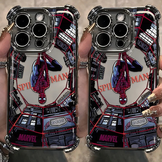 Cool S-Spider-Mans Red Net Plating Phone Case For iPhone 17 17e 16e 16 15 14 13 12 11 Pro Max X XR XSMax Mini Air Plus Anti-Fall