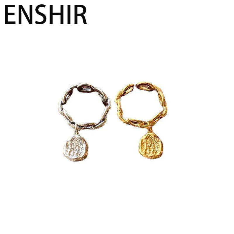 ENSHIR Geometric Irregular Round Pendant Rings for Women Men Trendy Adjustable Jewelry Accessorie Wholesale