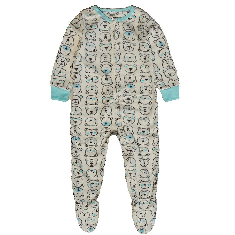 Autumn and Winter Children's Smooth Fleece Hanie Men and Girls Pajamas Baby Ridiculous Clothes to Increase the Code Package Feet