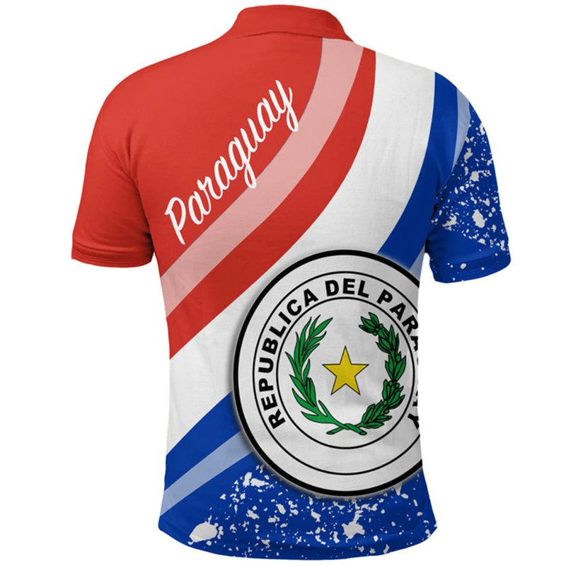 Paraguay Flag Map 3D Print Polo Shirts Daily Casual Sports Jersey POLO Shirt Female Clothing Oversized Short Sleeve Tees Tops