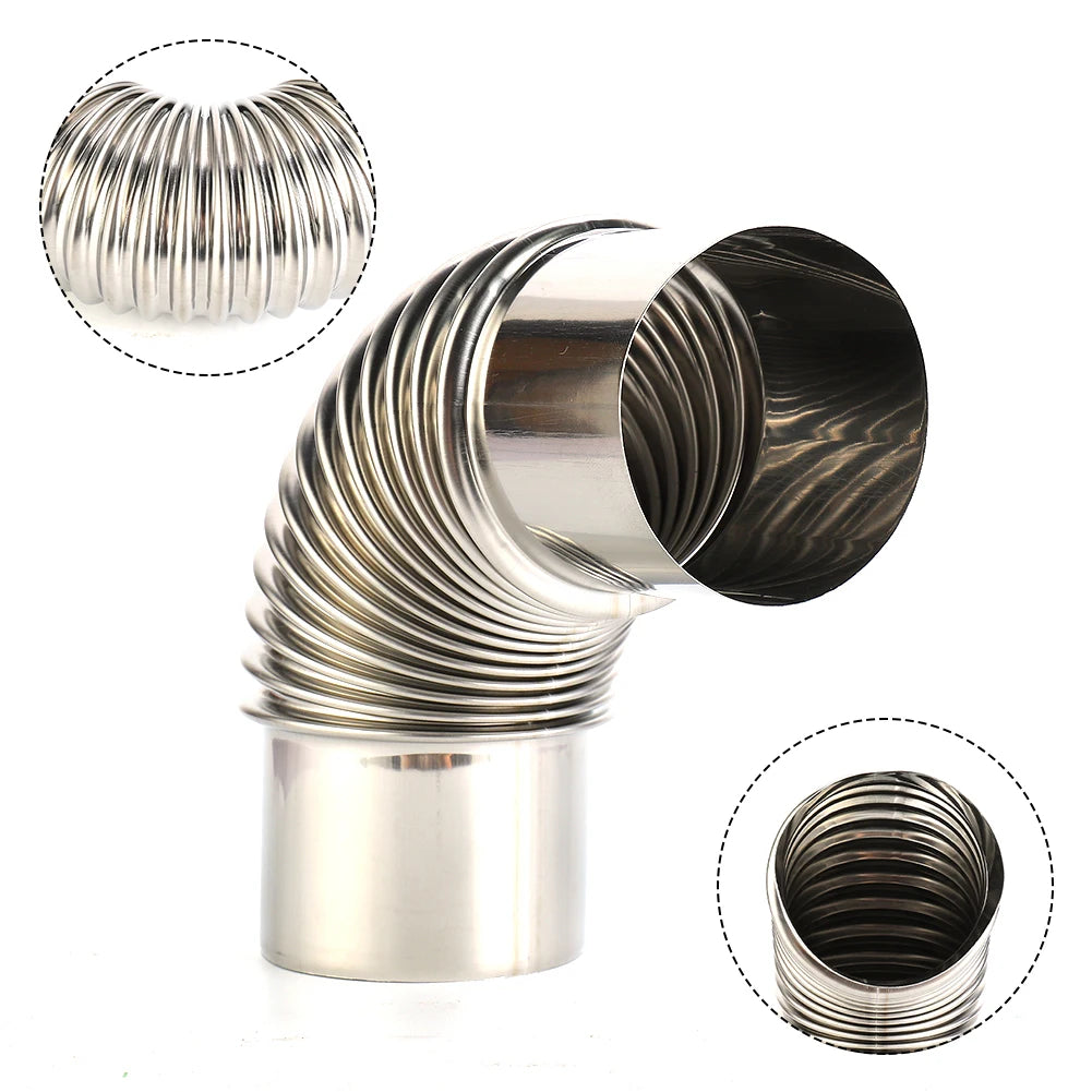 60 70 80mm Stainless Steel 90° Elbow Chimney Liner Bend 90° Multi-Flue Stove Pipe For Outdoor Camping Wood Stoves Chimney