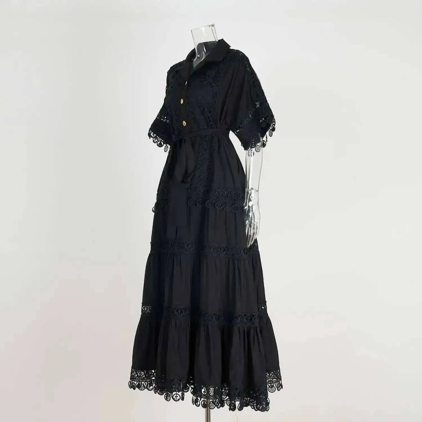 Luxury Long Maxi Dresses Shirt Women 2025 Summer Holiday Lace Embroidery Cotton Loose Big Size Hollow Out Wedding Dress White