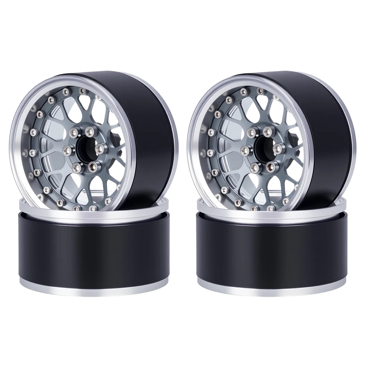 4Pcs 2.2 Inch Aluminum Alloy Beadlock Wheels Rim 12mm Hex for 1/10 RC Crawler Axial SCX10 90046 Wraith Capra TRX4 TRX6 D90