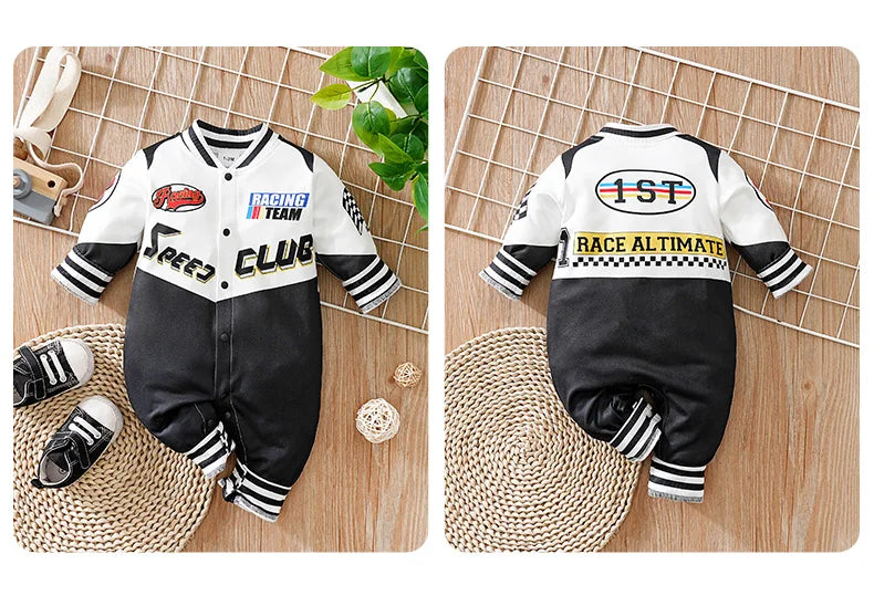 Newborn Clothes Outdoor Racing Clothes Comfortable And Soft For Boys And Girls Spring And Autumn Long Sleeved Baby Jumpsuit