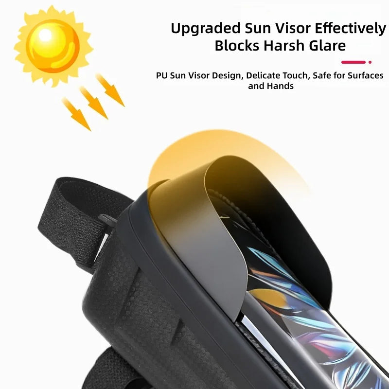 Bike Frame Bag, Waterproof Shockproof Touch Screen Bike Phone Holder, Handlebar Pouch, Cycling Accessories