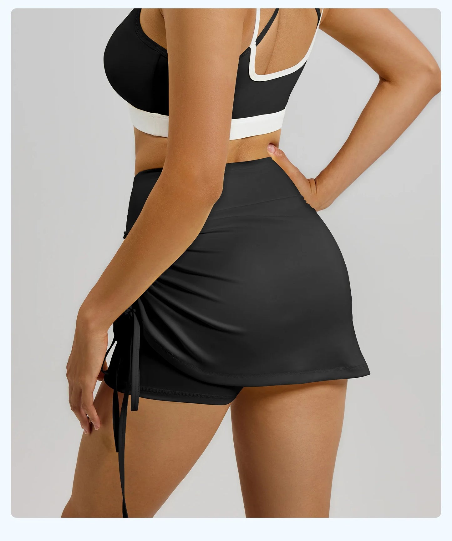 Fitfemme Women's Sports Skirt with Inner Shorts - Ruched Side and Drawstring - Perfect for Workout 2025 New