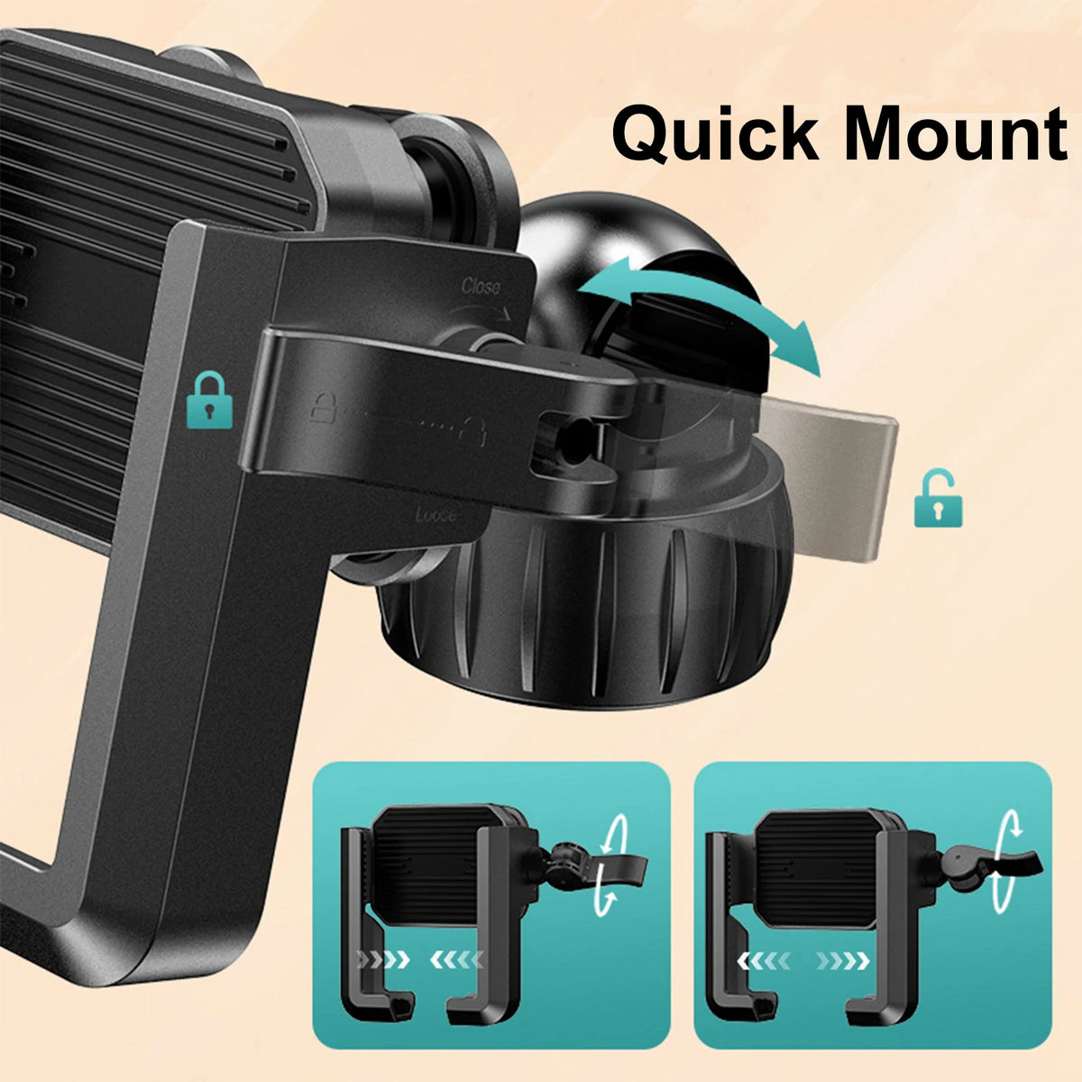 New Motorcycle Phone Mount with Vibration Dampener - 30s Tool-Free Install & Quick Lock, Universal for Bike/MTB, Fit 4-7" Phones