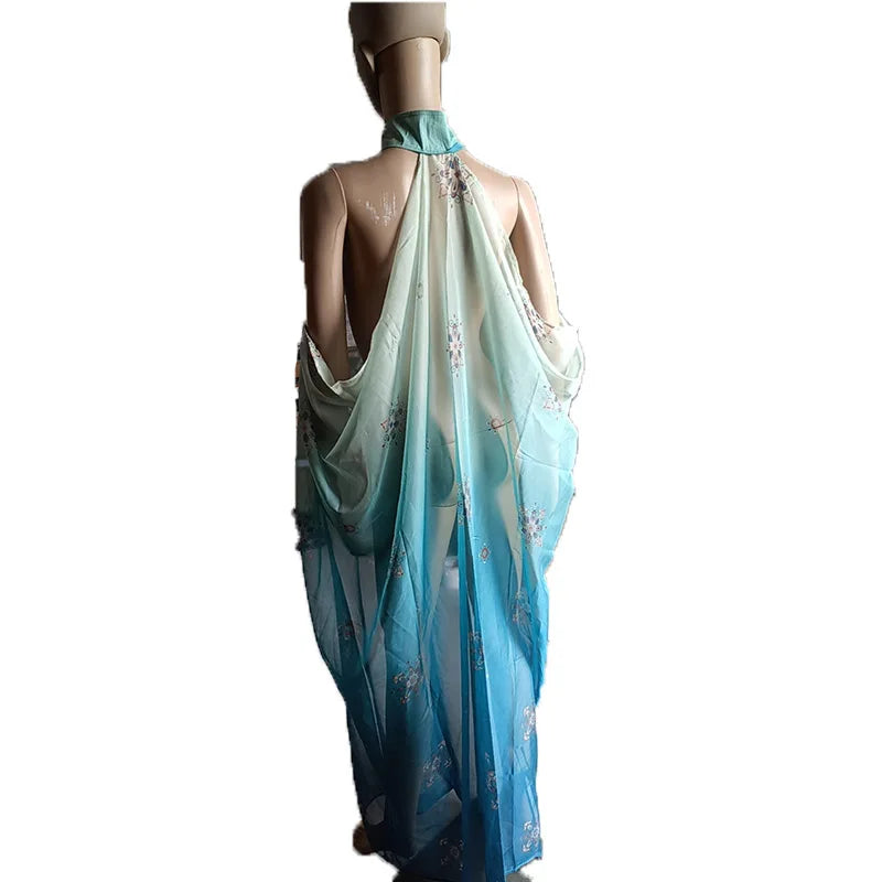 Halloween Costume Women Shawl Cape Cloak Medieval Neck Cape Shawl Cosplay Princess Witch Bride Party Chiffon Light Coat Robe