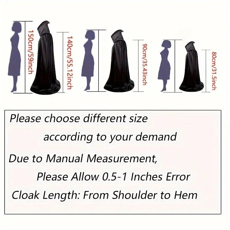 1PC Halloween Party Adult Grim Reaper Black Cloak Festival costumes Halloween Vampire Wizard Cosplay Costume Props