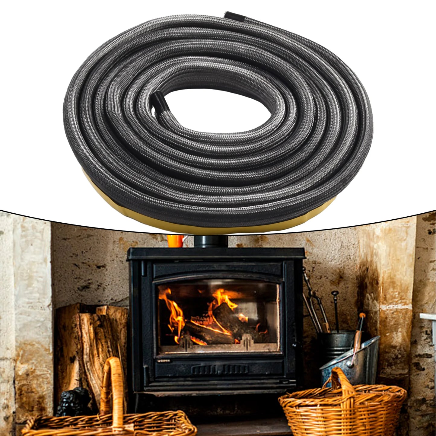 1pcs 10mm Fireplace Sealing Rope Wood Burning Stove Door Self-Adhesive Fiberglass Sealing Cord 2/3meter Insulation Gasket Tape
