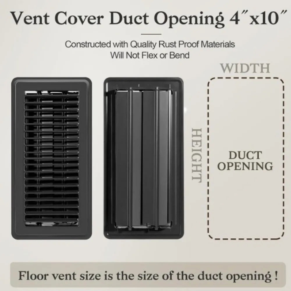 Metal Floor Register Cover 4*10 Inch Anti-blocking Floor Vent Covers Rust-proof Air Cover Heavy Duty Vent Grille Office Building