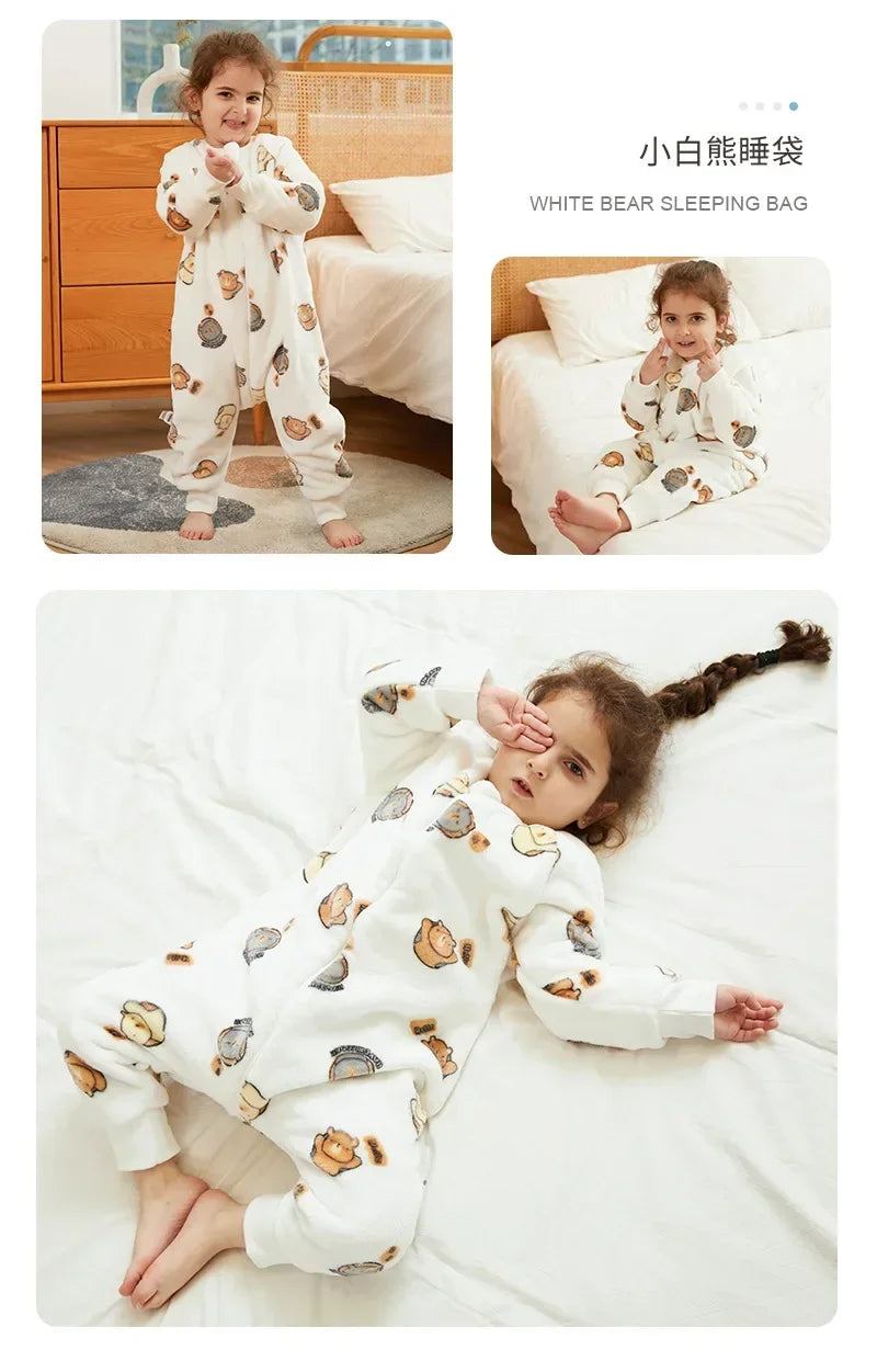Kawaii Girls Pajamas Winter Purple Rabbit Onesie Hooded Plush Kigurumi Jumpsuit Blanket Sleeper Warm Overall Kids Nightwear Pjs