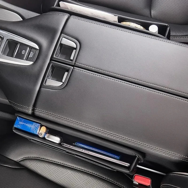 Car Seat Gap Organizer Universal PU Leather Console Side Pocket Auto Crevice Filler Storage Box Interior Accessories
