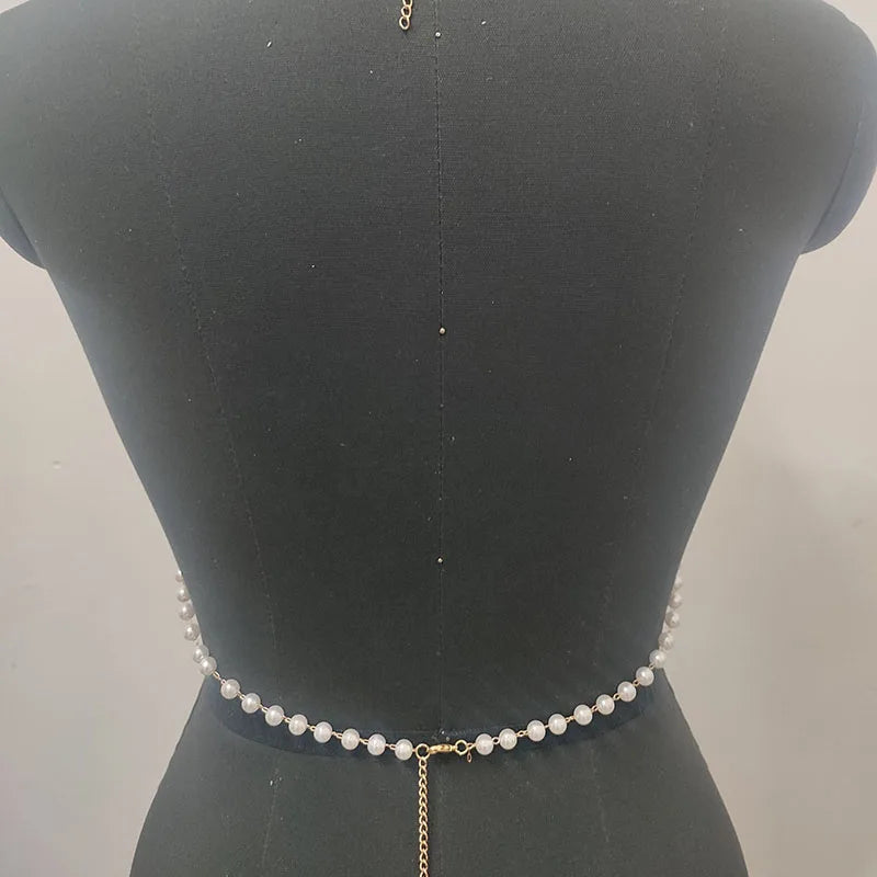 Handmade Elegant Pearl Top For Women Fashion Harness Chain Matching With Lady's Shirt