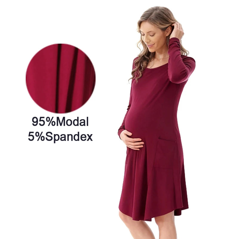 Emotion Moms Long Sleeve Pregnancy Maternity Clothes Nursing Clothing Breastfeeding Dresses for Pregnant Women Maternity Dress