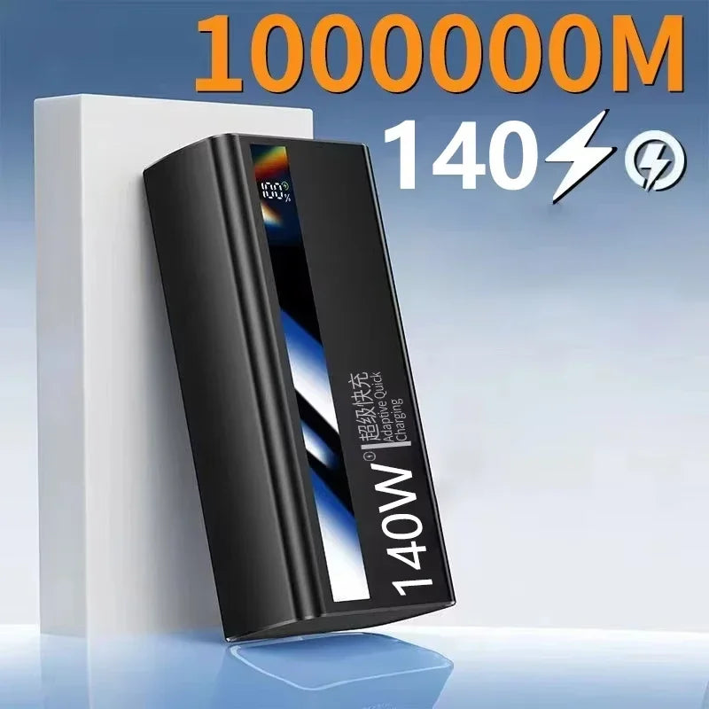 Lenovo CCC 500000mAh 140W Powerbank Super Fast Charging Portable Battery Charger Ultra Capacity LED Digital Display