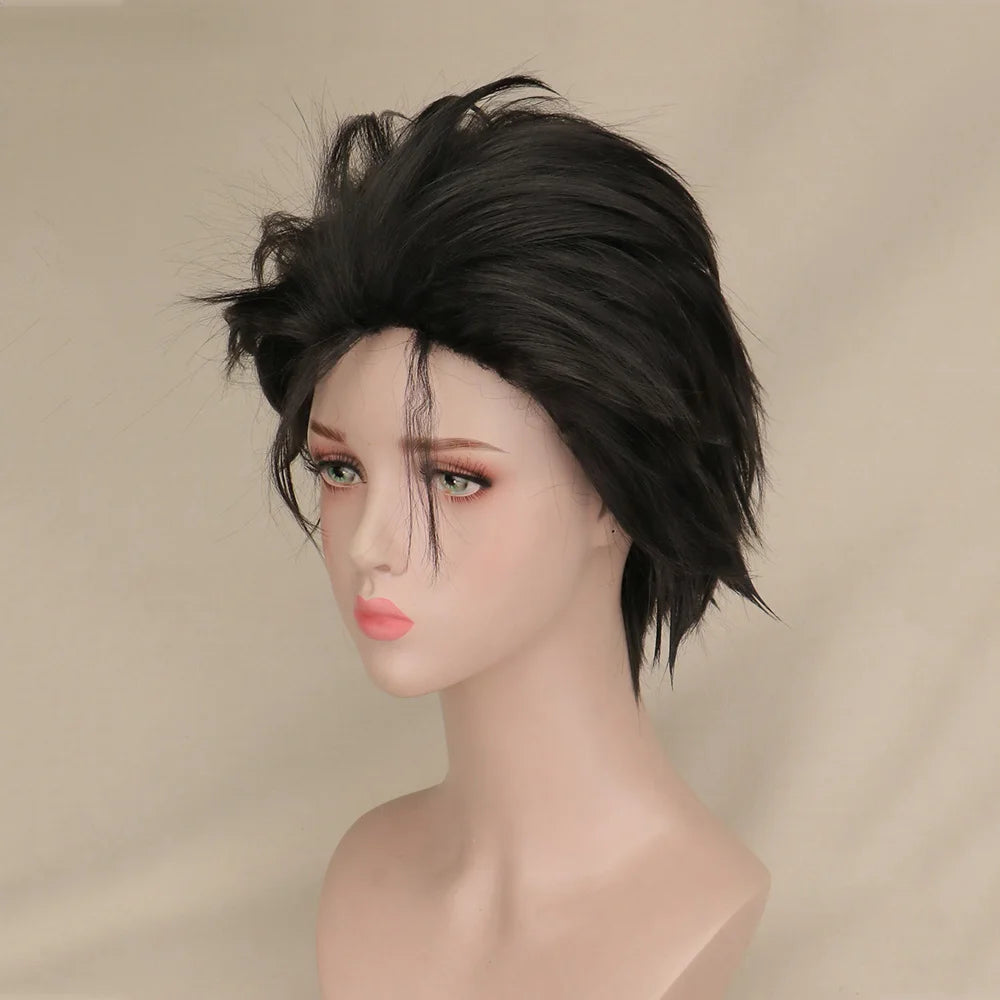 Short Cosplay Wig Men Male Black High 100% Temperature Fiber Synthetic Hair Wigs