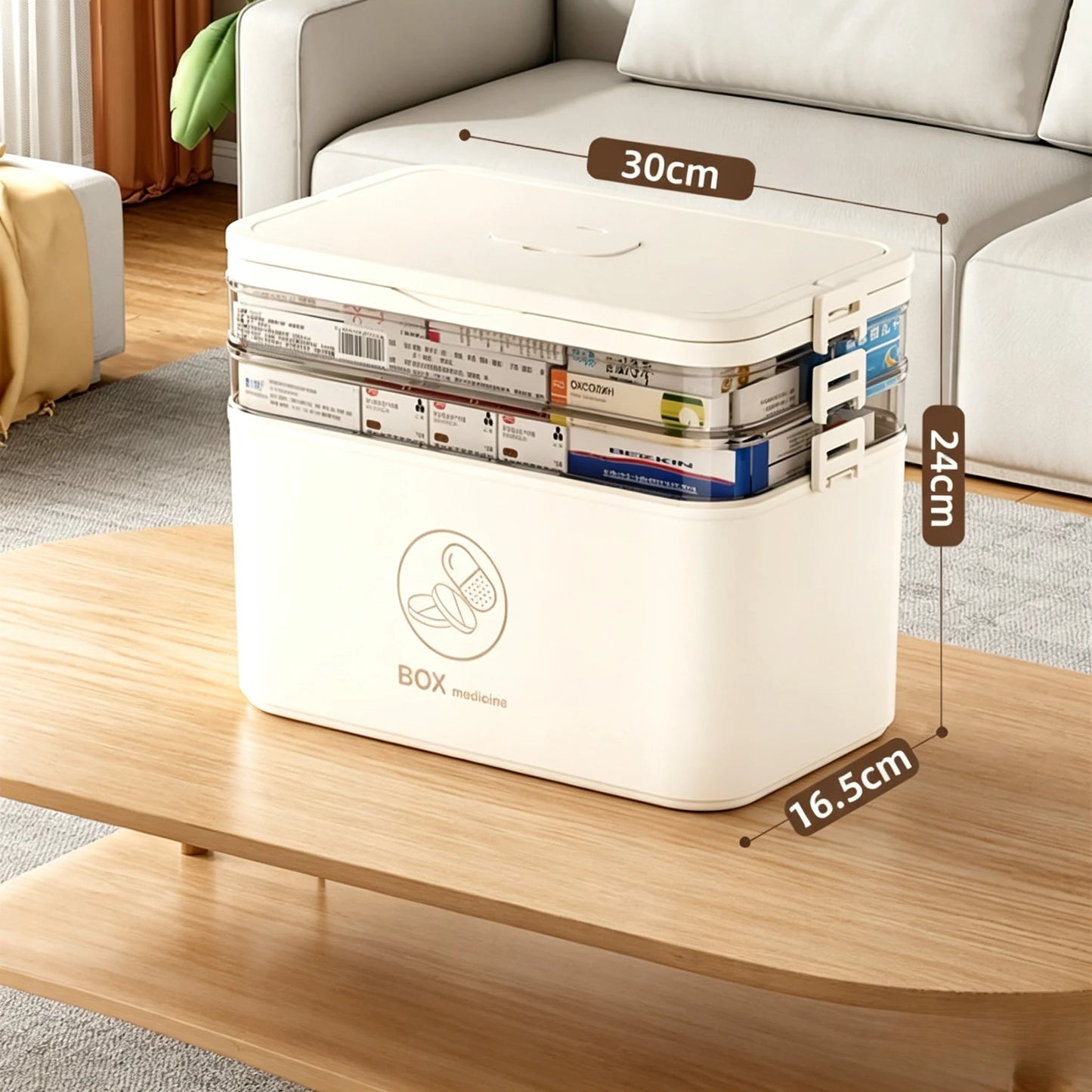 1pc 3-Tier Family Emergency Medicine Storage Box, Leak Resistant Compact Home Medicine Organizer