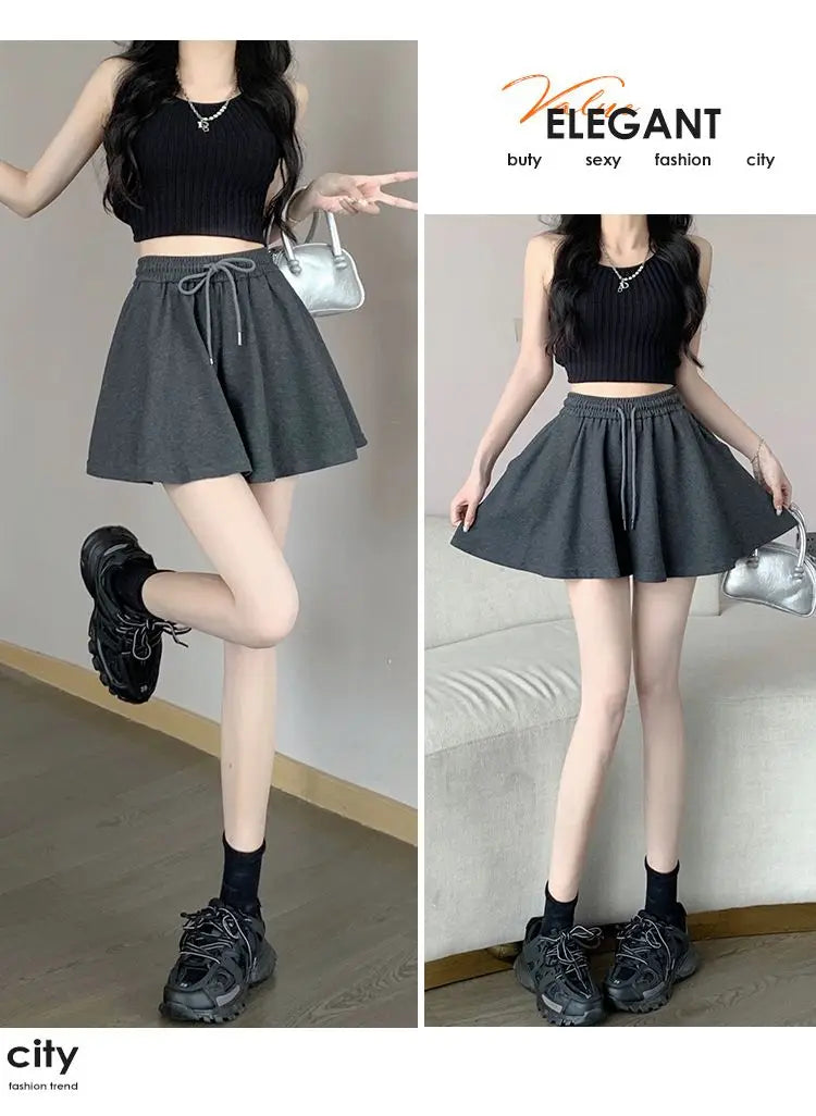 2026 High Waist Wide Leg Sports Shorts Women's Summer New Loose Fit A-Line Shorts Casual Versatile Comfortable Short Pants