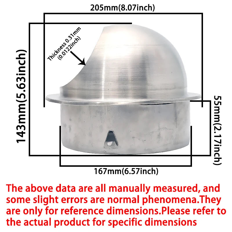 Round Wall Vent Cover, 304 Stainless Steel Vent, Hemispherical Grille Vent Cover, Wall Vent Cover, Stainless Steel Exhaust Vent, Round Vent Cover Suitable for Outdoor Ventilation Systems, Dryer Exterior Vent Cover, Stainless