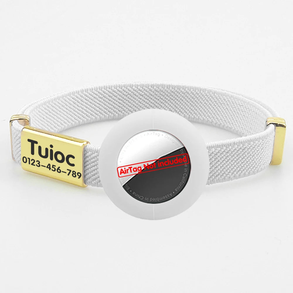 Cute Breakaway Cat Collar with Customized Name Tag Elastic GPS Tracker Kitten Collar with Air Tag Holder Adjustable Pets Collars