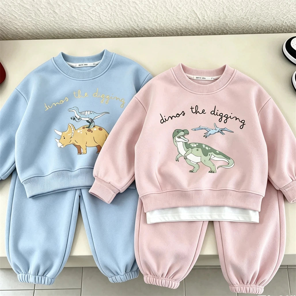 Boys And Girls Cartoon Costume Round Neck Hoodie Loose Pants Baby Autumn Clothing 2Piece/Set Toddler New Design Lovely Suits