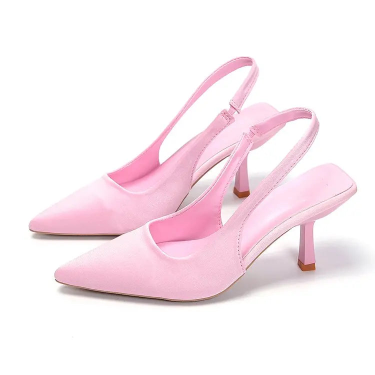 Summer Women Heels Sandals Red Pointed Slingback Sandals Shoes Green Black Purple Kitten Heels Party Prom Ladies Stilettos