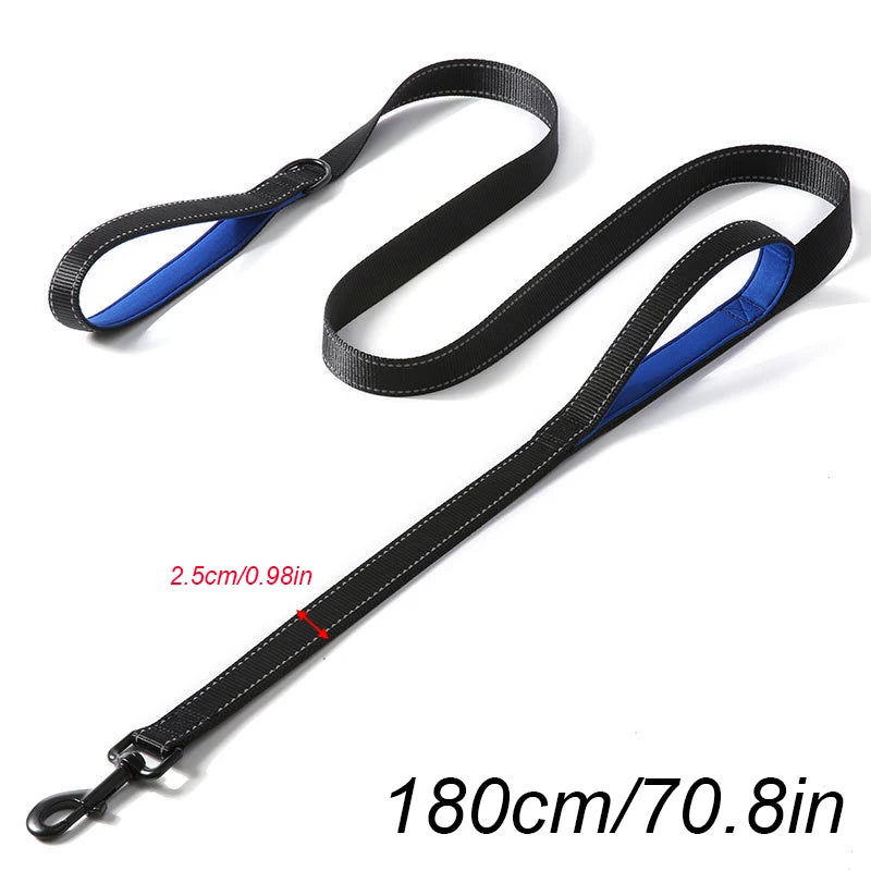Dog Leashes Outdoor Travel Dog Training Chain Heavy Duty Double Handle Lead for Control Safety Nylon Dog Leash Training Control