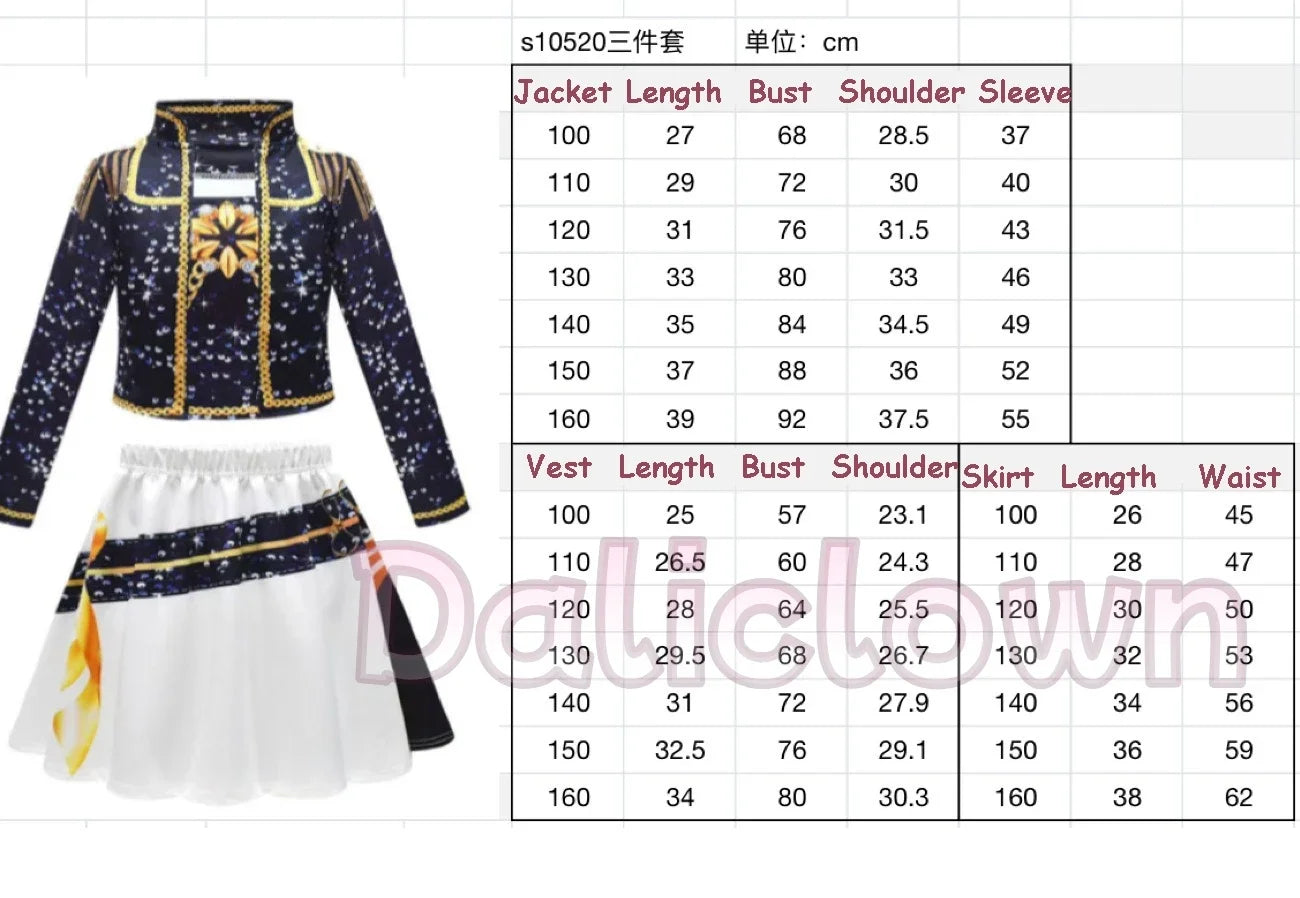 Cool Girl Cosplay Golden Costume Kids 3D Print Idol Group Singing Stage Performance Costume Child Halloween Party Clothes Suit