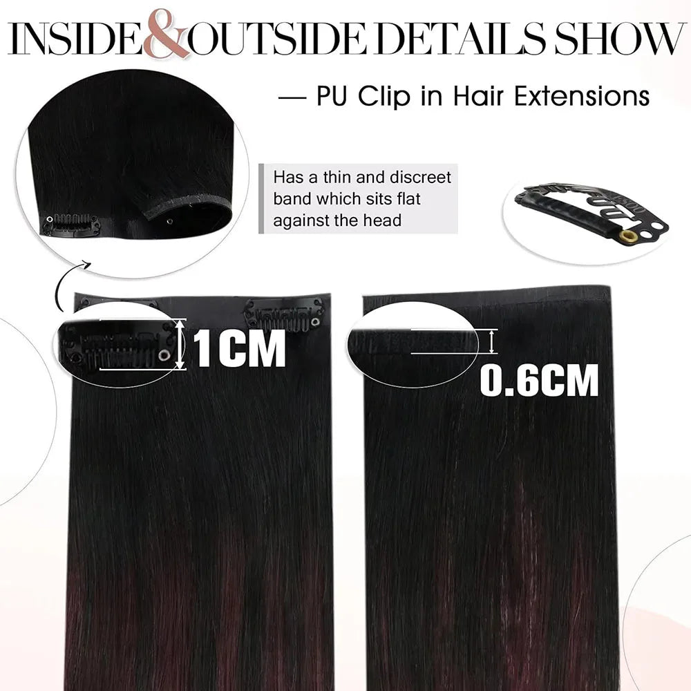 1B/99J Burgundy Ombre Straight Clip In Human Hair Extensions 100% Remy Human Hair Clip In 110g 8Pcs/Set Full Head For Women