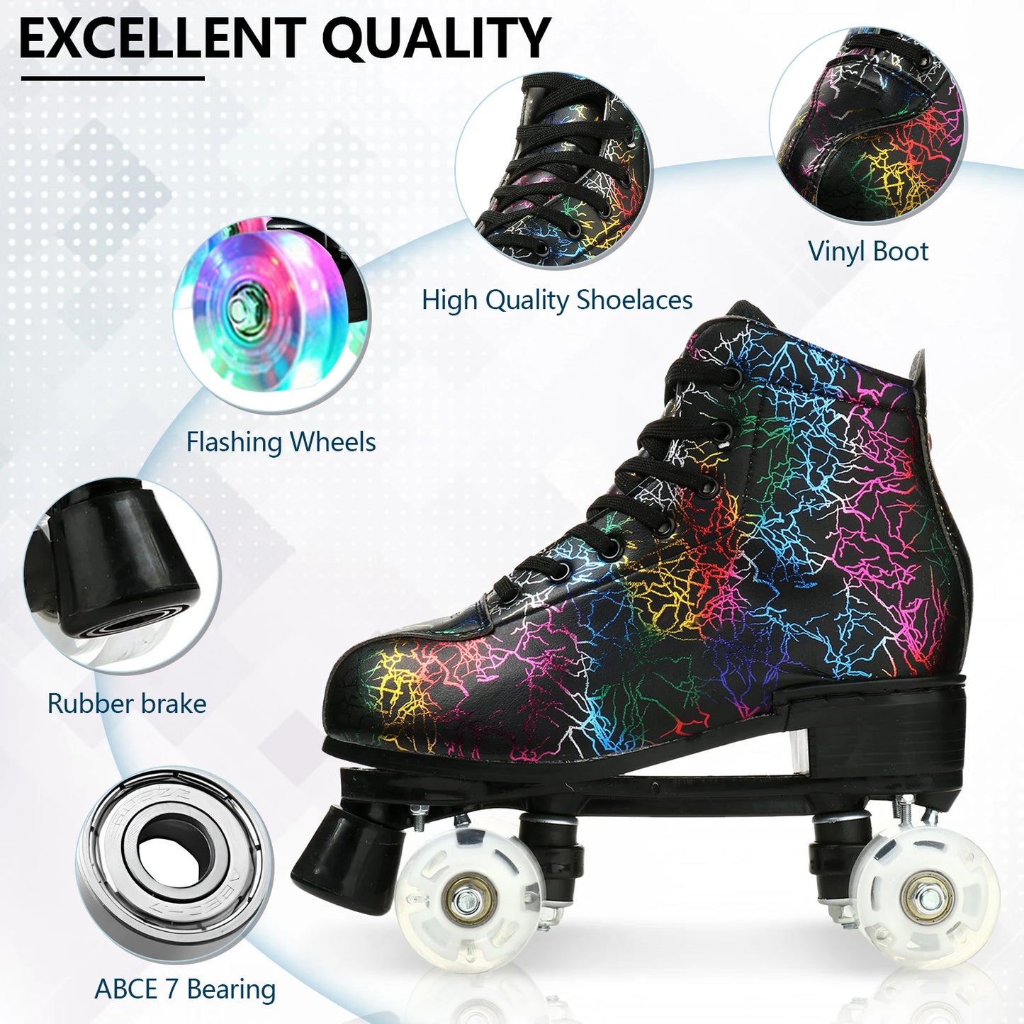Flashing Quad Roller Skates Adult Flashing 4 Wheels Skates For Women Men Outdoor Sports Ice Skating Rink Quad Sneakers