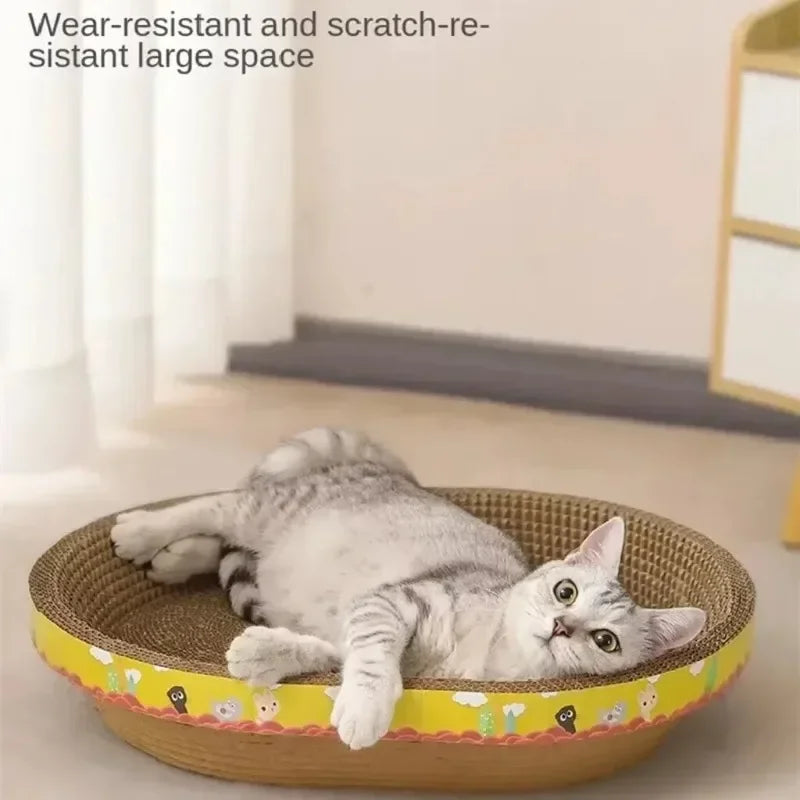 Cat Scratching Board Protect Furniture Grinding Claw Toys Round Oval Corrugated Paper Wear-resistant Cat Nest Scratching Board