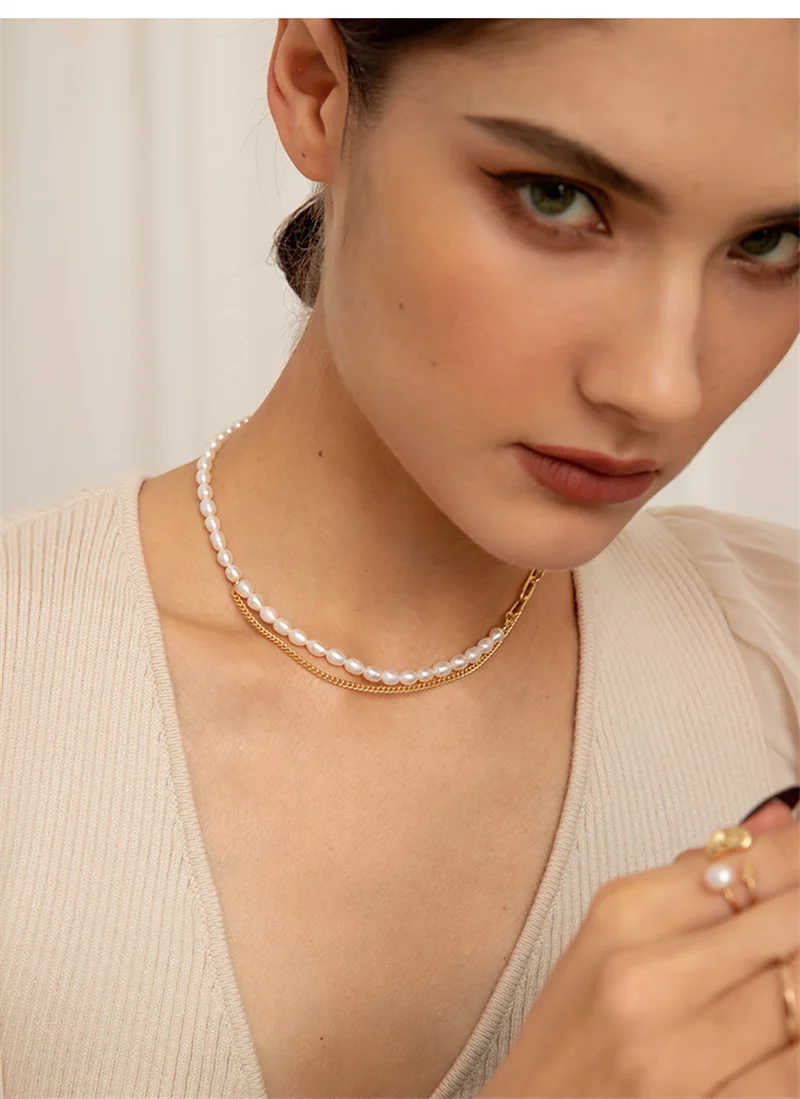 Fashion Splicing Chain Necklaces White Imitation Pearl Choker Necklace For Women Trend Elegant Jewelry Wedding Gifts