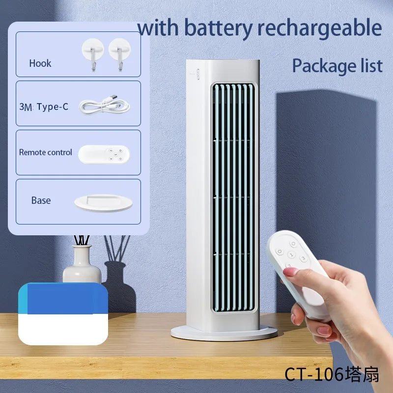 Eary Wall-mounted Fan with Remote Control Summer Strong Fan Bladeless Tower Airflow Cooling Air Conditioner Fan for Desk Kitchen